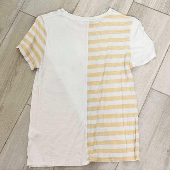 ANTHROPOLOGIE POSTMARK Women’s Ivory Yellow Embroidered Pocket Tee Moth Size S - Picture 5 of 10